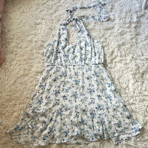 Altard State Blue and White Floral Halter Dress